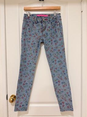 Tinseltown Floral Print Skinny Jeans - Light Blue size 5